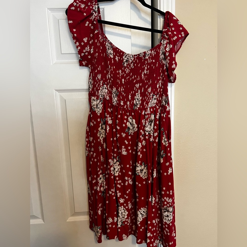 Red floral dress
